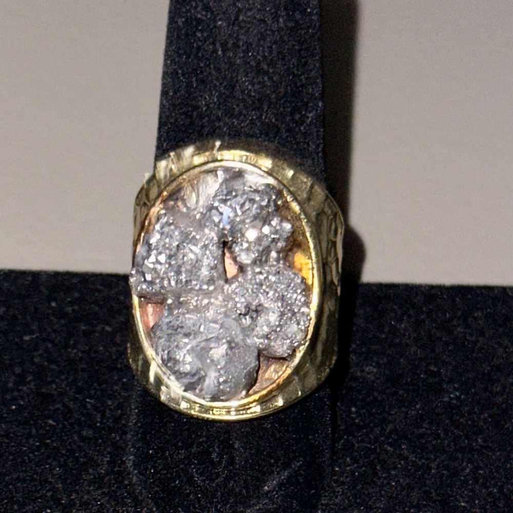 Pyrite genuine stone ring (unisex)